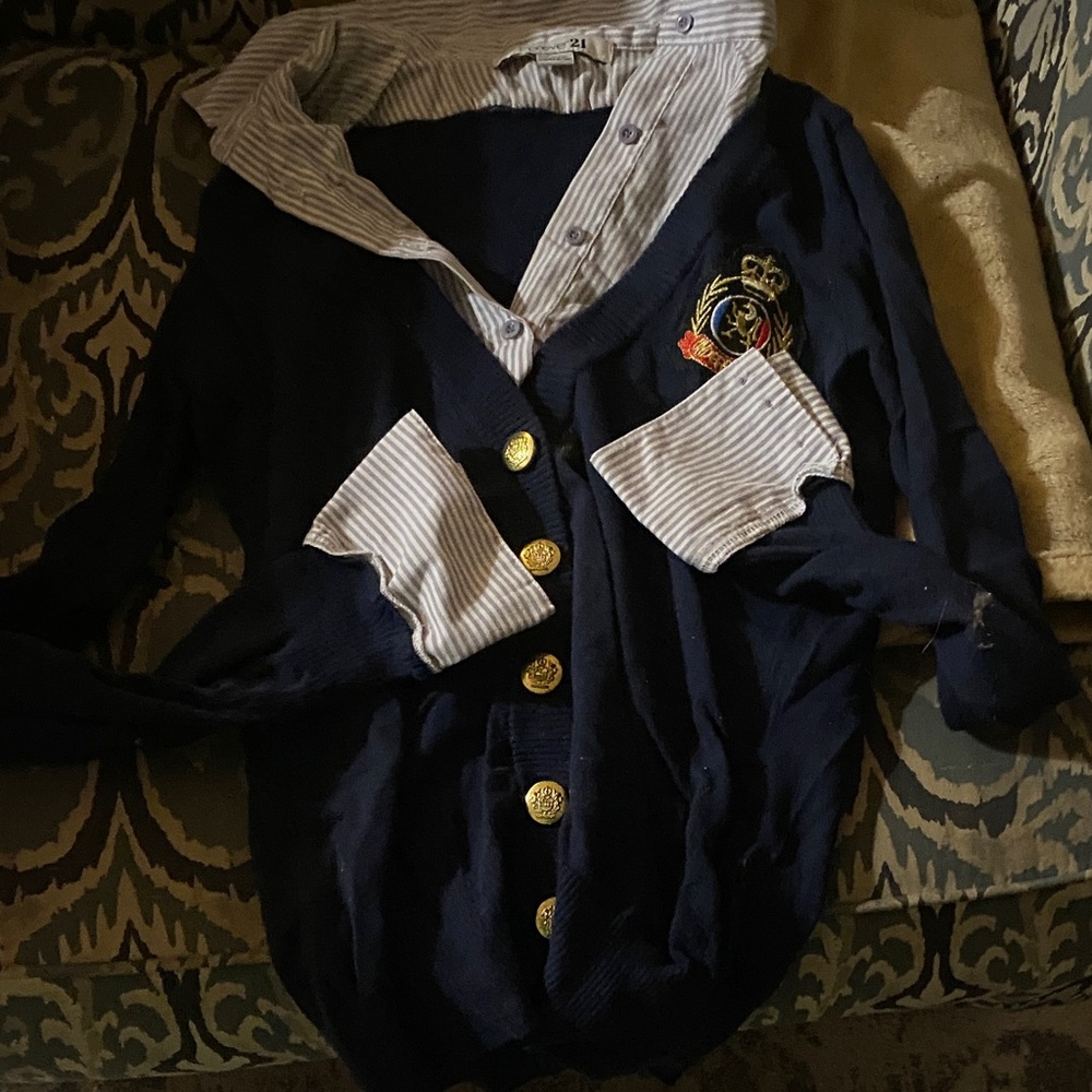 Forever 21 Navy and White Striped Sweater